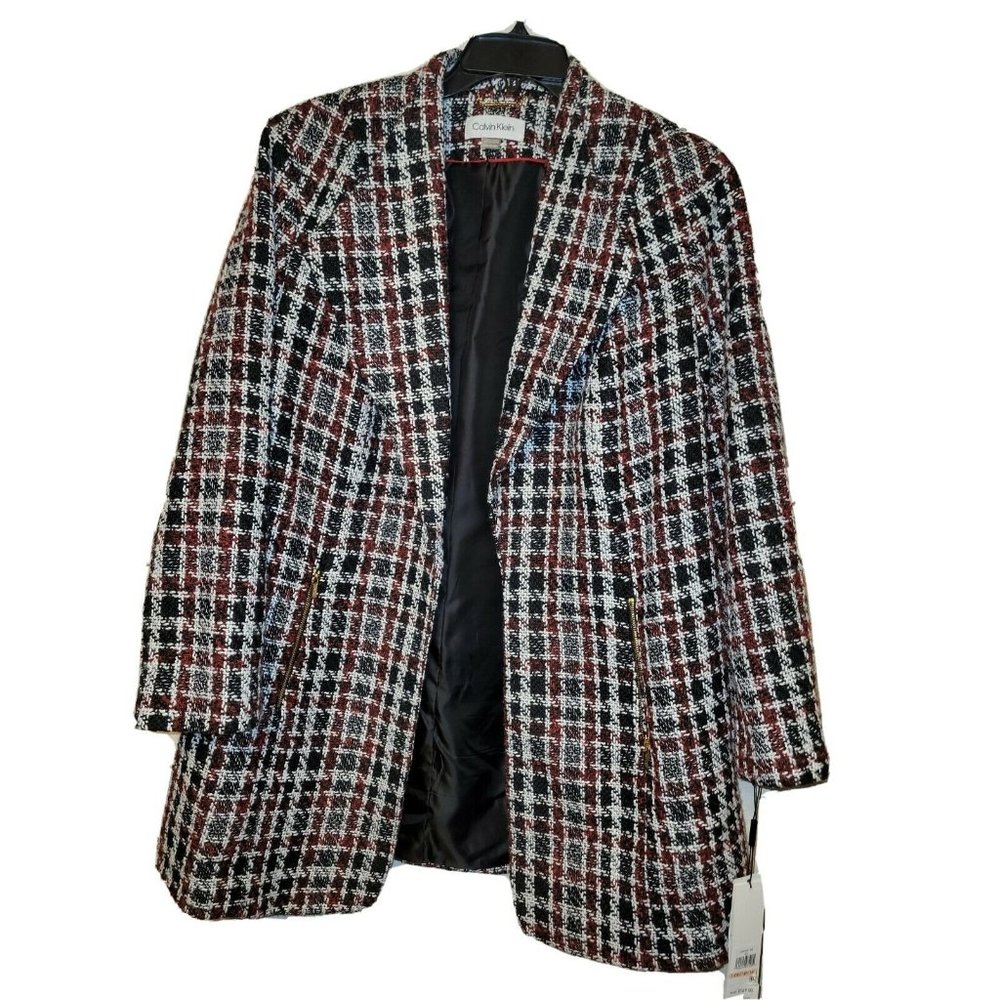 Calvin Klein Women's Red Plaid Jacket Size 14W